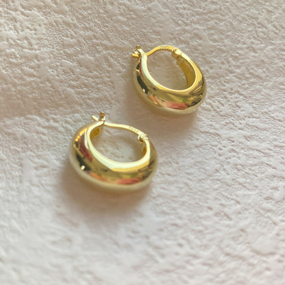 Gold Chunky Thick Huggie Hoops Earrings, S925 Silver Earrings, Silver Hoops, Elegant Wide Hoops, Thick Statement Hoop Earrings, Gift Idea