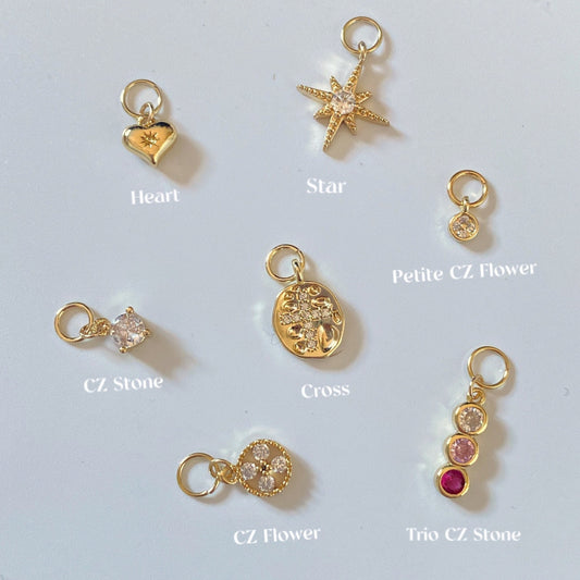 Earrings/Necklace CZ Charms, Mix and Match Charms Jewelry, Build Your Own Earrings/Necklaces, Valentine Gift, Pearl Charms, 14k Gold Charms