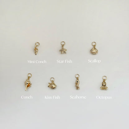 Sea Collection Charms, Sea Conch Shell Mix and Match Charms Jewelry, Build Your Own Earrings/Necklaces/Bracelets, Birthday Customize Gift